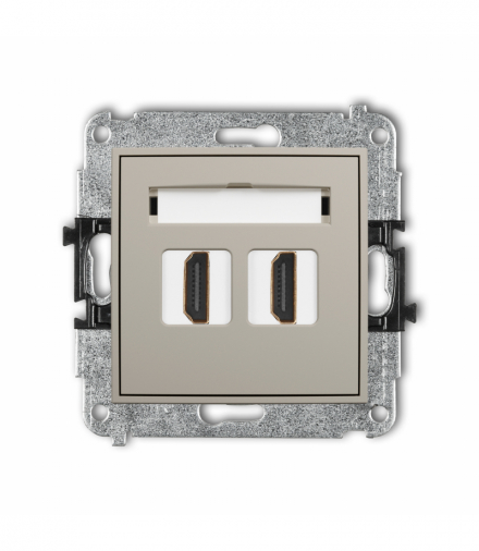 MINI Gniazdo podwójne HDMI 2.0, 4K, taupe Karlik 60MHDMI-4