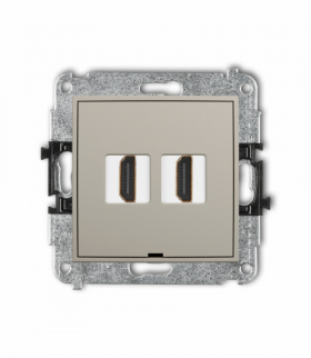 MINI Gniazdo podwójne HDMI 2.0, 4K, bez pola opisowego, taupe Karlik 60MHDMIBO-4