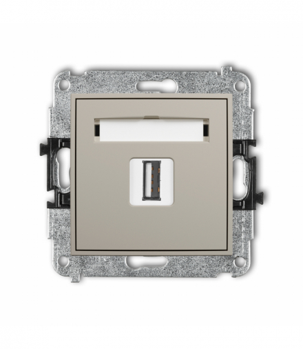 MINI Gniazdo pojedyncze USB A-A 2.0, taupe Karlik 60MGUSB-1