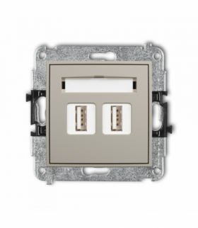 MINI Gniazdo podwójne 2xUSB A-A 2.0, taupe Karlik 60MGUSB-2