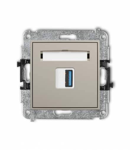 MINI Gniazdo pojedyncze USB A-A 3.0, taupe Karlik 60MGUSB-5