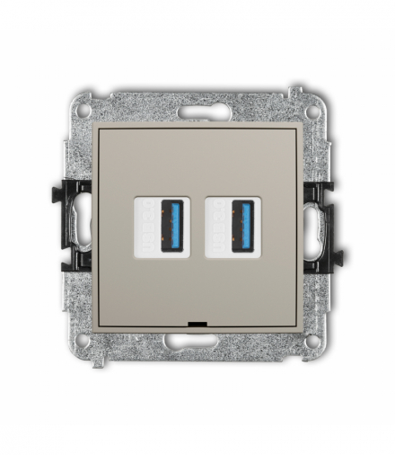 MINI Gniazdo podwójne 2xUSB A-A 3.0, bez pola opisowego, taupe Karlik 60MGUSBBO-6