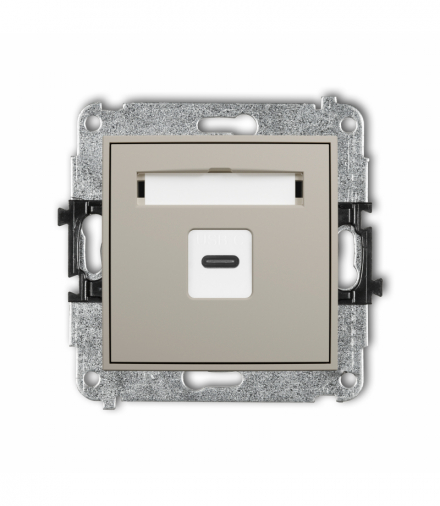 MINI Gniazdo pojedyncze 1xUSB C-C, taupe Karlik 60MGUSB-7