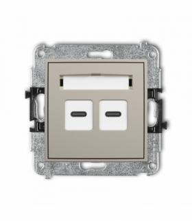 MINI Gniazdo podwójne 2xUSB C-C, taupe Karlik 60MGUSB-8