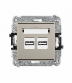 MINI Ładowarka USB podwójna 2xUSB A, 15,5W max., 5V, 3.1A, taupe Karlik 60MCUSB-6