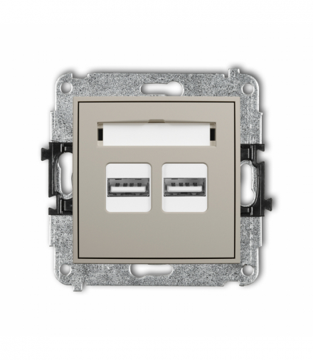 MINI Ładowarka USB podwójna 2xUSB A, 15,5W max., 5V, 3.1A, taupe Karlik 60MCUSB-6