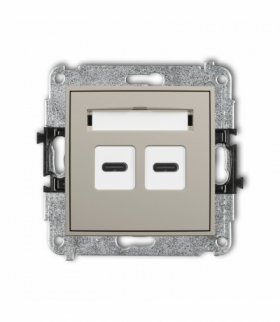 MINI Ładowarka USB podwójna 2xUSB C, 20W max., taupe Karlik 60MCUSB-7