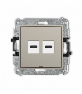 MINI Ładowarka USB podwójna 2xUSB C, 20W max., bez pola opisowego, taupe Karlik 60MCUSBBO-7