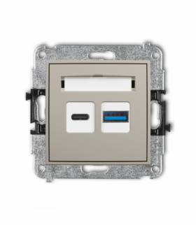 MINI Ładowarka USB podwójna USB C + USB A, 20W max., taupe Karlik 60MCUSB-8