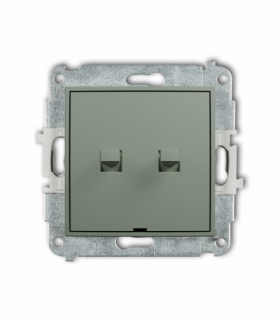 MINI Łącznik zwierny, dwubiegunowy w stylu amerykańskim (dwa klawisze bez piktogramów, osobne zasilanie), szałwiowy Karlik 61MWPUS-44.2