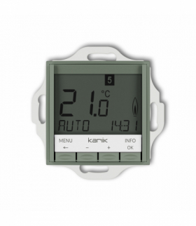 MINI Regulator temperatury, uniwersalny, elektroniczny, tygodniowy (podświetlenie białe), szałwiowy Karlik 61MRT-3.1