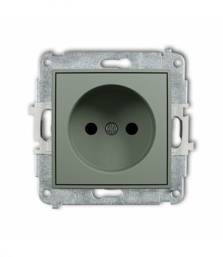 MINI Gniazdo pojedyncze bez uziemienia 2P (przesłony torów prądowych), szałwiowy Karlik 61MGP-1p