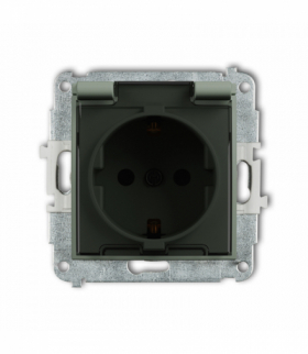 MINI Gniazdo bryzgoszczelne z uziemieniem SCHUKO 2P+Z (klapka dymna, przesłony torów prądowych), szałwiowy Karlik 61MGPB-1sdp