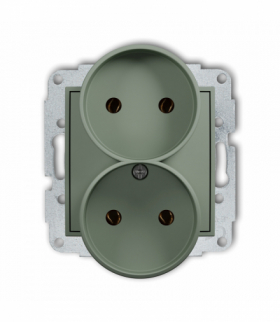 MINI Gniazd podwójne do ramki bez uziemienia 2x2P (bez przesłon torów prądowych), szałwiowy Karlik 61MGPR-2