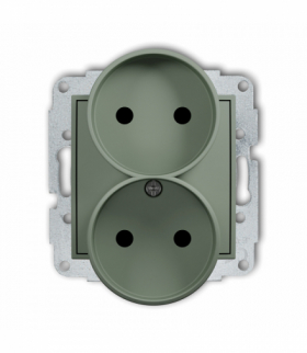 MINI Gniazd podwójne do ramki bez uziemienia 2x2P (przesłony torów prądowych), szałwiowy Karlik 61MGPR-2p