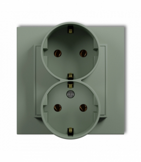 MINI Gniazdo podwójne z uziemieniem SCHUKO 2x(2P+Z) (bez przesłon torów prądowych), szałwiowy Karlik 61MGP-2s