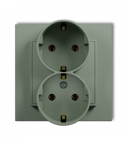 MINI Gniazdo podwójne z uziemieniem SCHUKO 2x(2P+Z) (bez przesłon torów prądowych), szałwiowy Karlik 61MGP-2s