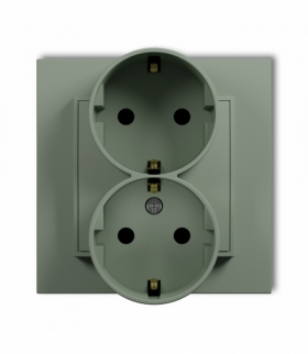 MINI Gniazdo podwójne z uziemieniem SCHUKO 2x(2P+Z) (przesłony torów prądowych), szałwiowy Karlik 61MGP-2sp
