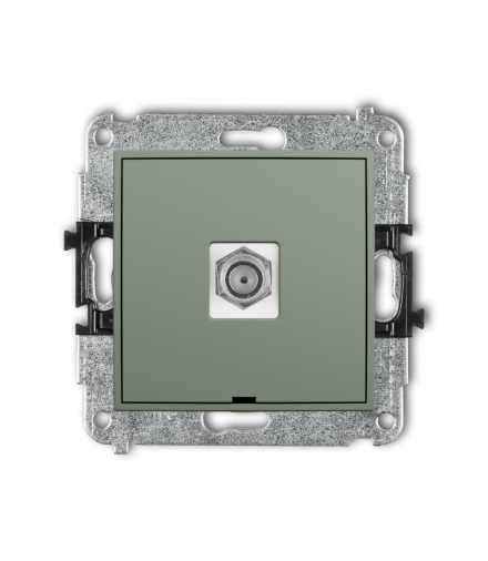 MINI Gniazdo antenowe pojedyncze typu F (SAT) niklowany, bez pola opisowego, szałwiowy Karlik 61MGFBO-1