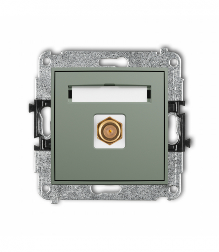 MINI Gniazdo antenowe pojedyncze typu F (SAT) pozłacany, szałwiowy Karlik 61MGF-1.1