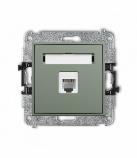 MINI Gniazdo telefoniczne pojedyncze 1xRJ11, 4-stykowy, beznarzędziowe, szałwiowy Karlik 61MGT-1