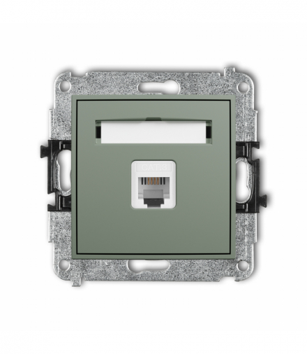 MINI Gniazdo telefoniczne pojedyncze 1xRJ11, 4-stykowy, beznarzędziowe, szałwiowy Karlik 61MGT-1