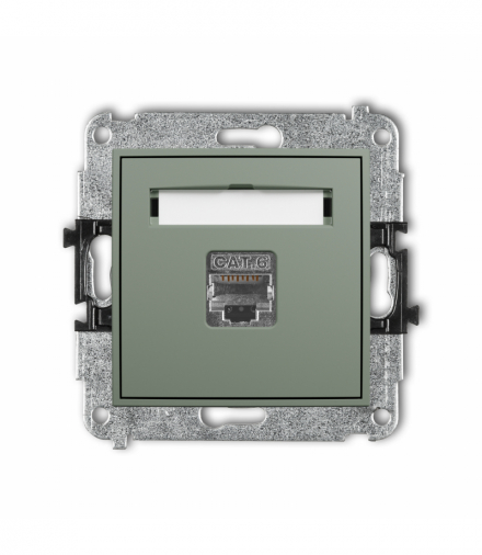 MINI Gniazdo komputerowe pojedyncze 1xRJ45, kat. 5e, ekranowany, 8-stykowy, szałwiowy Karlik 61MGK-1e