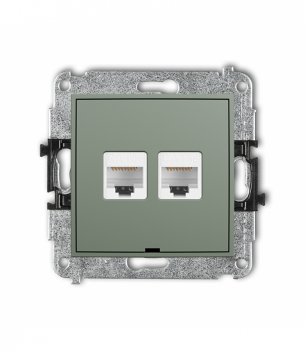 MINI Gniazdo komputerowe podwójne 2xRJ45, kat. 5e, 8-stykowy, bez pola opisowego, szałwiowy Karlik 61MGKBO-2