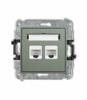 MINI Gniazdo komputerowe podwójne 2xRJ45, kat. 6, 8-stykowy, szałwiowy Karlik 61MGK-4