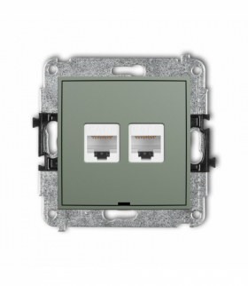 MINI Gniazdo komputerowe podwójne 2xRJ45, kat. 6, 8-stykowy, bez pola opisowego, szałwiowy Karlik 61MGKBO-4