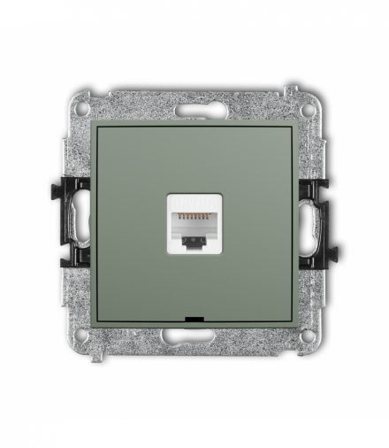MINI Gniazdo komputerowe pojedyncze 1xRJ45, kat. 6A, 8-stykowy, bez pola opisowego, szałwiowy Karlik 61MGKBO-7