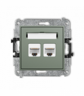 MINI Gniazdo komputerowe podwójne 2xRJ45, kat. 6A, 8-stykowy, szałwiowy Karlik 61MGK-8