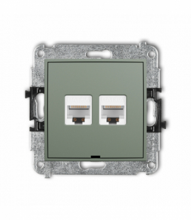 MINI Gniazdo komputerowe podwójne 2xRJ45, kat. 6A, 8-stykowy, bez pola opisowego, szałwiowy Karlik 61MGKBO-8