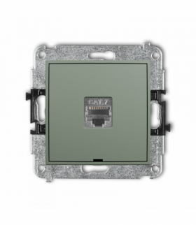 MINI Gniazdo komputerowe pojedyncze 1xRJ45, kat. 7, ekranowany, 8-stykowy, bez pola opisowego, szałwiowy Karlik 61MGKBO-9