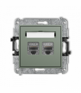 MINI Gniazdo komputerowe podwójne 2xRJ45, kat. 8, ekranowany, 8-stykowy, szałwiowy Karlik 61MGK-12