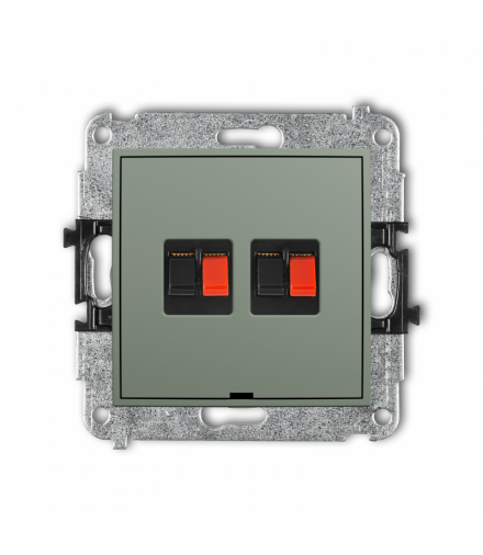 MINI Gniazdo głośnikowe podwójne, bez pola opisowego, szałwiowy Karlik 61MGGBO-2