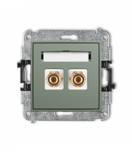 MINI Gniazdo głośnikowe pojedyncze (typu banan - czerwony i czarny, pozłacany, 4 mm2, do lutowania), szałwiowy Karlik 61MGG-3