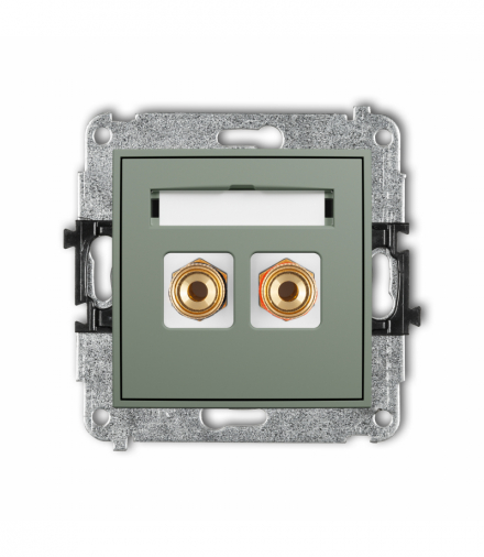 MINI Gniazdo głośnikowe pojedyncze (typu banan - czerwony i czarny, pozłacany, 4 mm2, skręcany), szałwiowy Karlik 61MGG-4