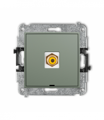 MINI Gniazdo pojedyncze RCA, bez pola opisowego (typu cinch - żółty, pozłacany), szałwiowy Karlik 61MGRCABO-1