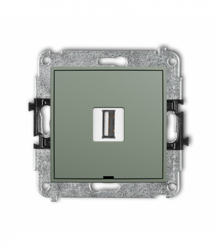 MINI Gniazdo pojedyncze USB A-A 2.0, bez pola opisowego, szałwiowy Karlik 61MGUSBBO-1