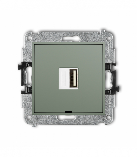 MINI Ładowarka USB A, 5W max., 5V, 1A, bez pola opisowego, szałwiowy Karlik 61MCUSBBO-1