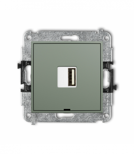 MINI Ładowarka USB A, 10W max., 5V, 2A, bez pola opisowego, szałwiowy Karlik 61MCUSBBO-3