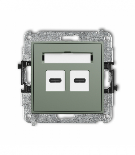 MINI Ładowarka USB podwójna 2xUSB C, 20W max., szałwiowy Karlik 61MCUSB-7