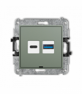 MINI Ładowarka USB podwójna USB C + USB A, 20W max., bez pola opisowego, szałwiowy Karlik 61MCUSBBO-8