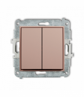 MINI Łącznik zwierny, świecznikowy (dwa klawisze bez piktogramów, wspólne zasilanie), Łososiowy Karlik 62MWP-44.1