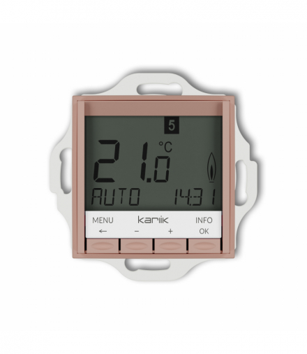 MINI Regulator temperatury, uniwersalny, elektroniczny, tygodniowy (podświetlenie białe), Łososiowy Karlik 62MRT-3.1