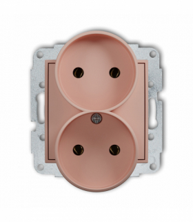 MINI Gniazd podwójne do ramki bez uziemienia 2x2P (bez przesłon torów prądowych), Łososiowy Karlik 62MGPR-2