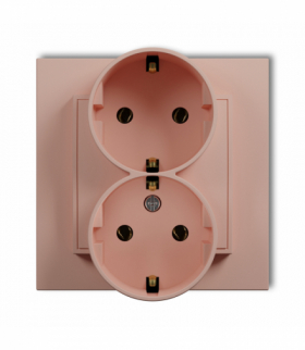 MINI Gniazdo podwójne z uziemieniem SCHUKO 2x(2P+Z) (bez przesłon torów prądowych), Łososiowy Karlik 62MGP-2s