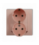 MINI Gniazdo podwójne z uziemieniem SCHUKO 2x(2P+Z) (bez przesłon torów prądowych), Łososiowy Karlik 62MGP-2s