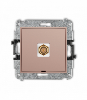 MINI Gniazdo antenowe pojedyncze typu F (SAT) pozłacany, bez pola opisowego, Łososiowy Karlik 62MGFBO-1.1